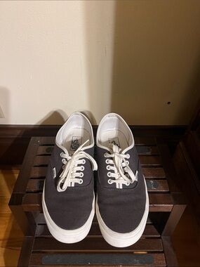 Vans Grey Canvas Low-Top Sneakers with White Accents